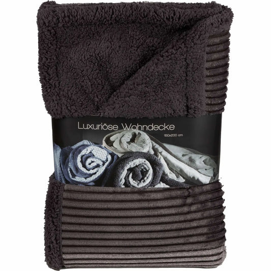 Cord-Wohndecke, Farbe grau