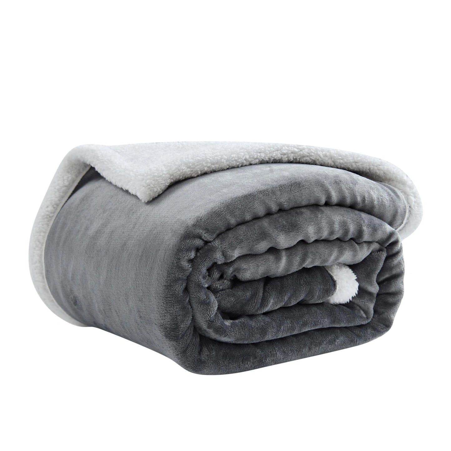 graue Decke gefaltet von der Seite