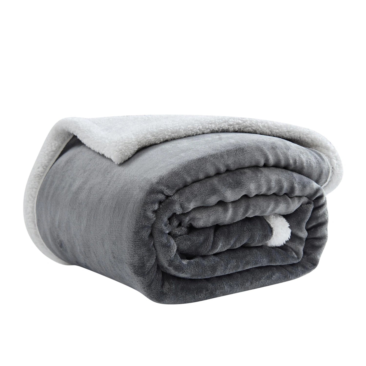 graue Decke gefaltet von der Seite