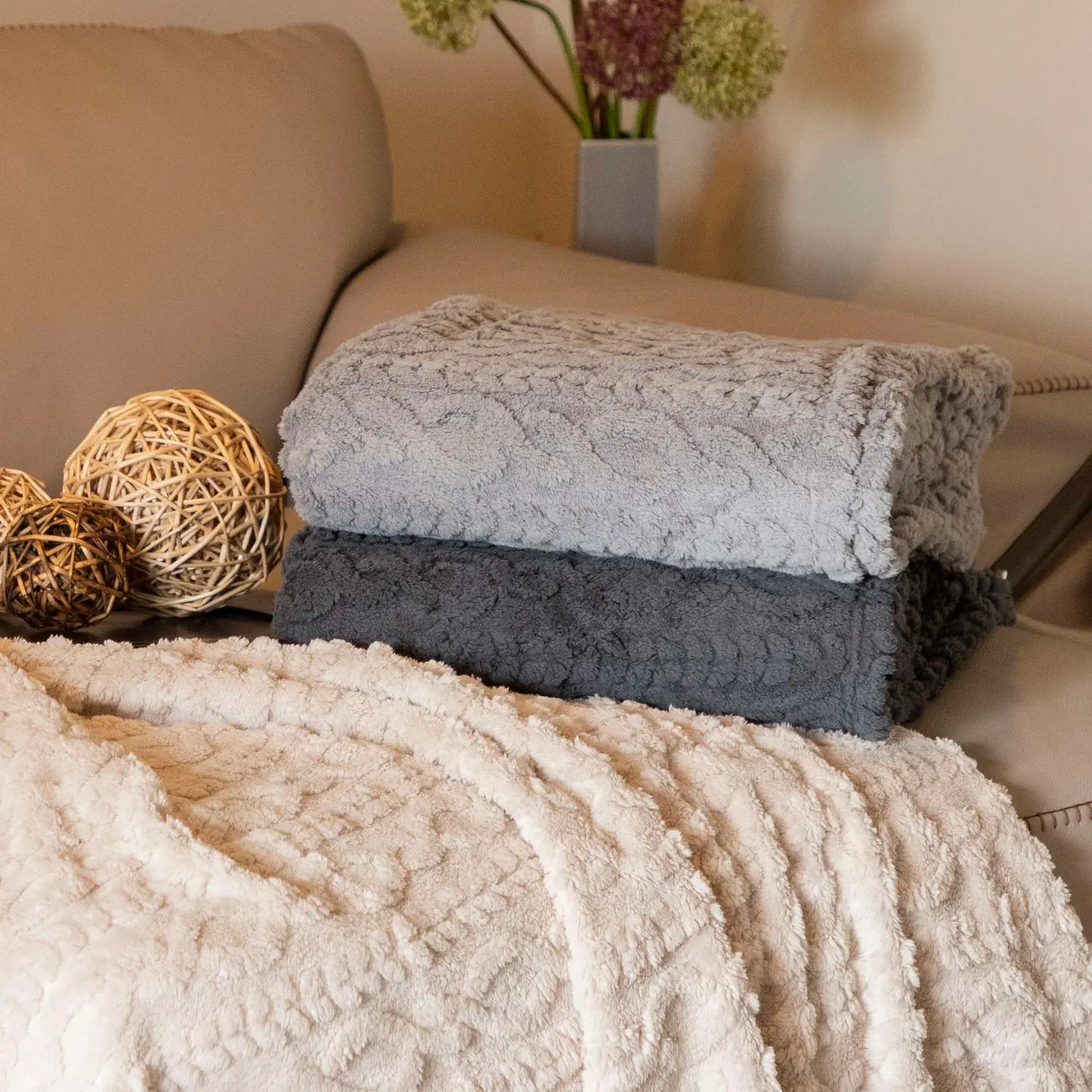 Rope-Wohndecke, Farbe grau