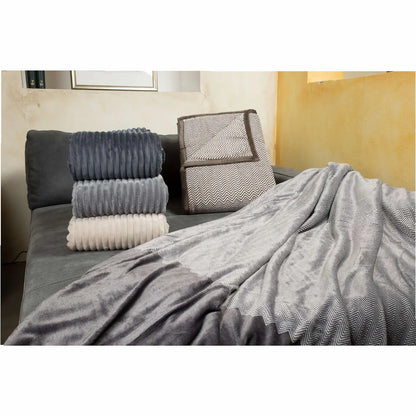 Fischgrät-Wohndecke, Farbe taupe