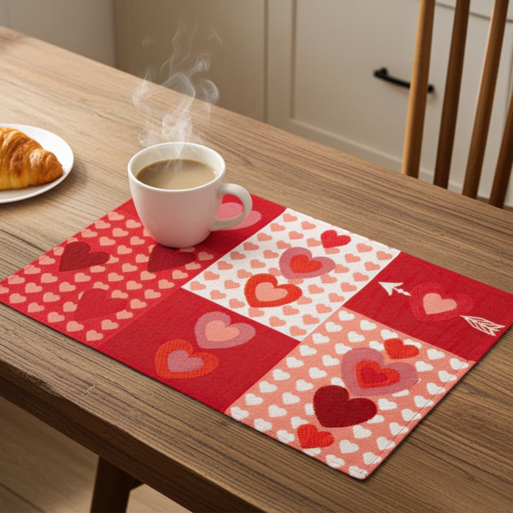 Gobelin Tischset Herzschlag - Valentine ca. 33x50 cm