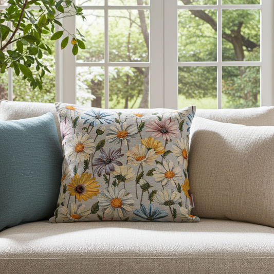 Gobelin Kissenhülle Frühlingsblütenwiese - Elina Flowerfield 40x40 cm