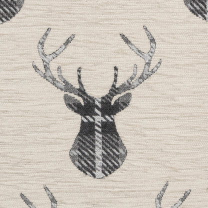 Kissenhülle Chenille Deer anthrazit 40x40 cm | samtweich & Motiv eingewebt | Hirschtorso grau beige