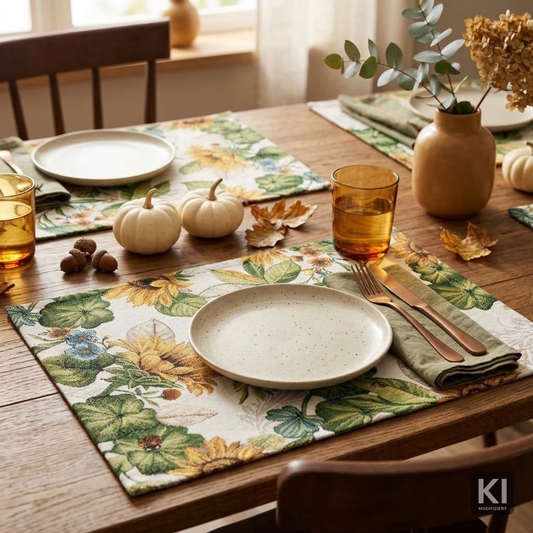 Gobelin Tischset Sonnenblumen und Marienkäfer 35x50 cm