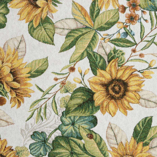 Gobelin Mitteldecke Sonnenblumen und Marienkäfer 85x85 cm