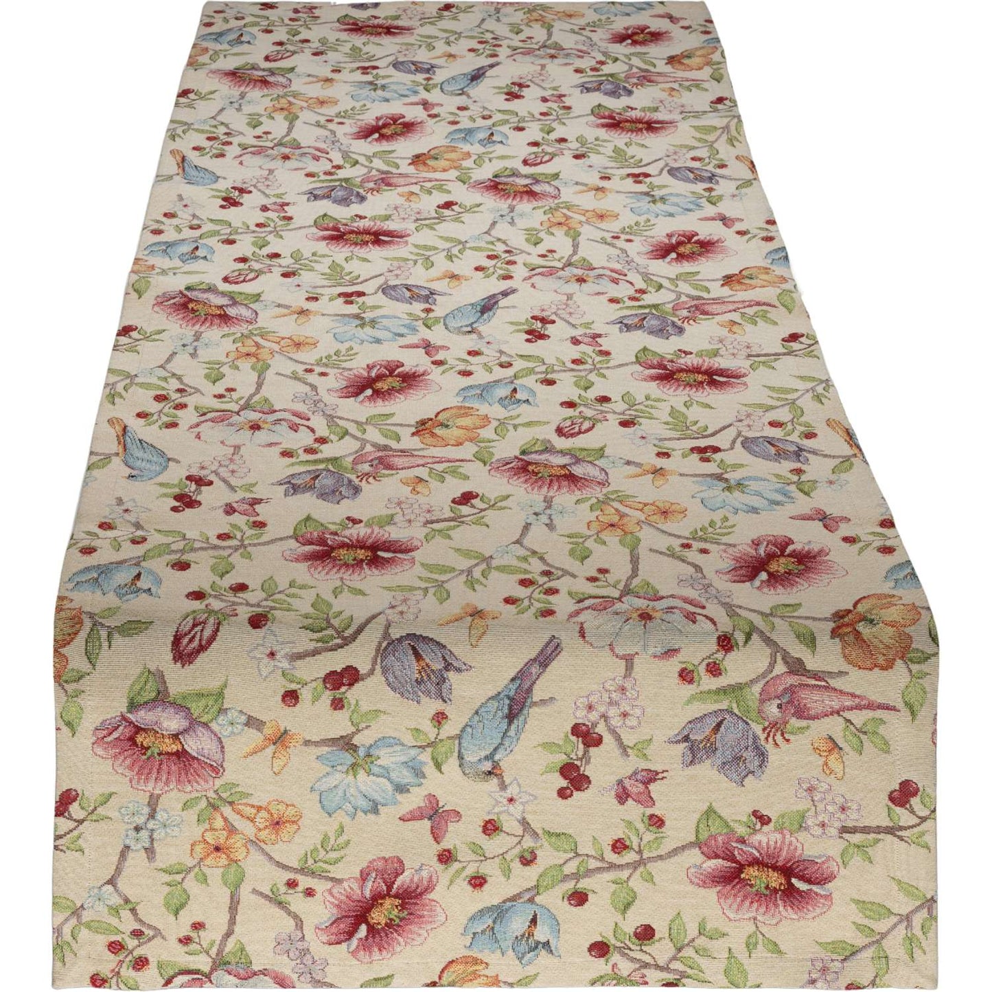 Gobelin Tischband mit Vogel im Blütenparadies - Spring Flower Bird 50x150 cm