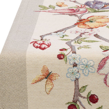 Gobelin Tischband mit Vogel im Blütenparadies - Spring Flower Bird 45x140 cm