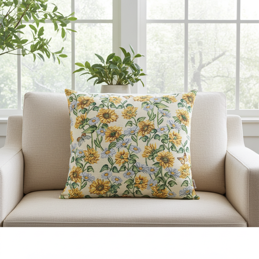 Gobelin Kissenhülle Sonnenblumen Wiese 40x40 cm