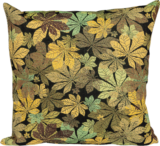 Kissenhülle Malmo Grünery 50x50 cm | Fest & Griffig - Blätter Herbst Schwarz Bunt