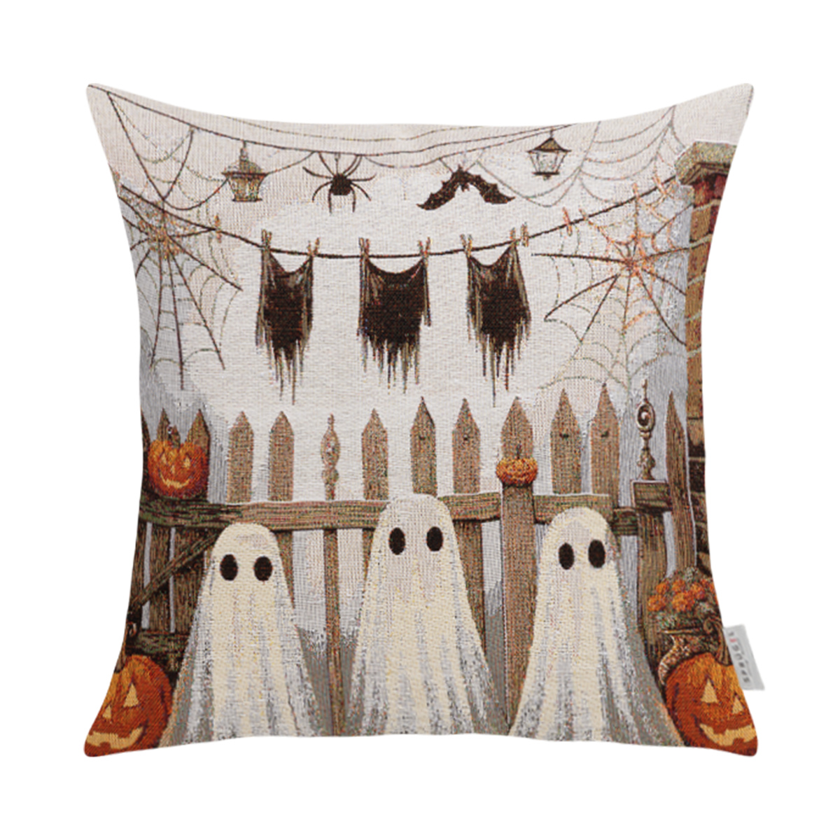 Gobelin Kissenhülle Halloween Ghosts 45x45 cm | Geister im Vorgarten