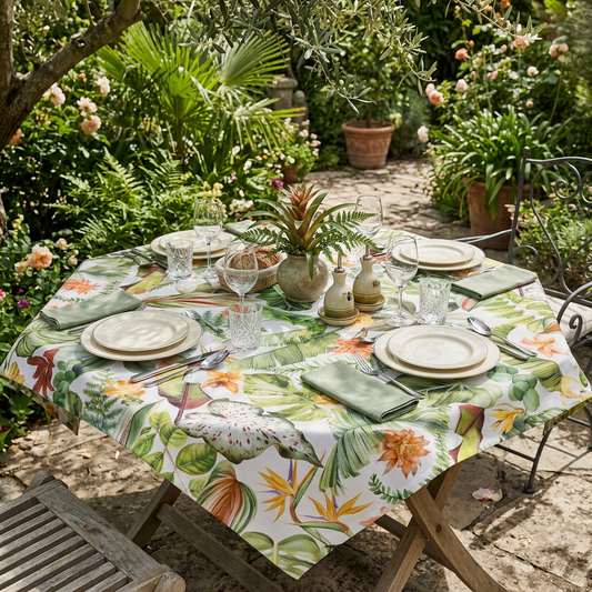 Baumwoll Mitteldecke Tropengarten 85x85 cm