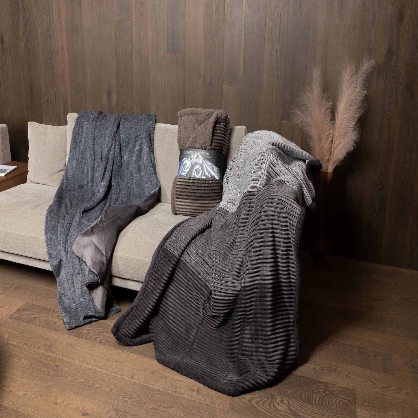 Cord-Wohndecke, Farbe grau