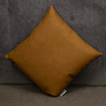 braune Kunstleder Kissenhülle - Poemia solid cognac - 60x60 cm
