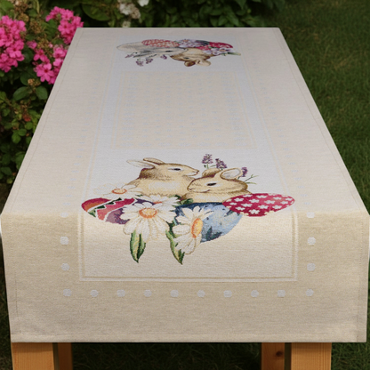 Gobelin Tischband Hasen-Freundschaft 45x140 cm