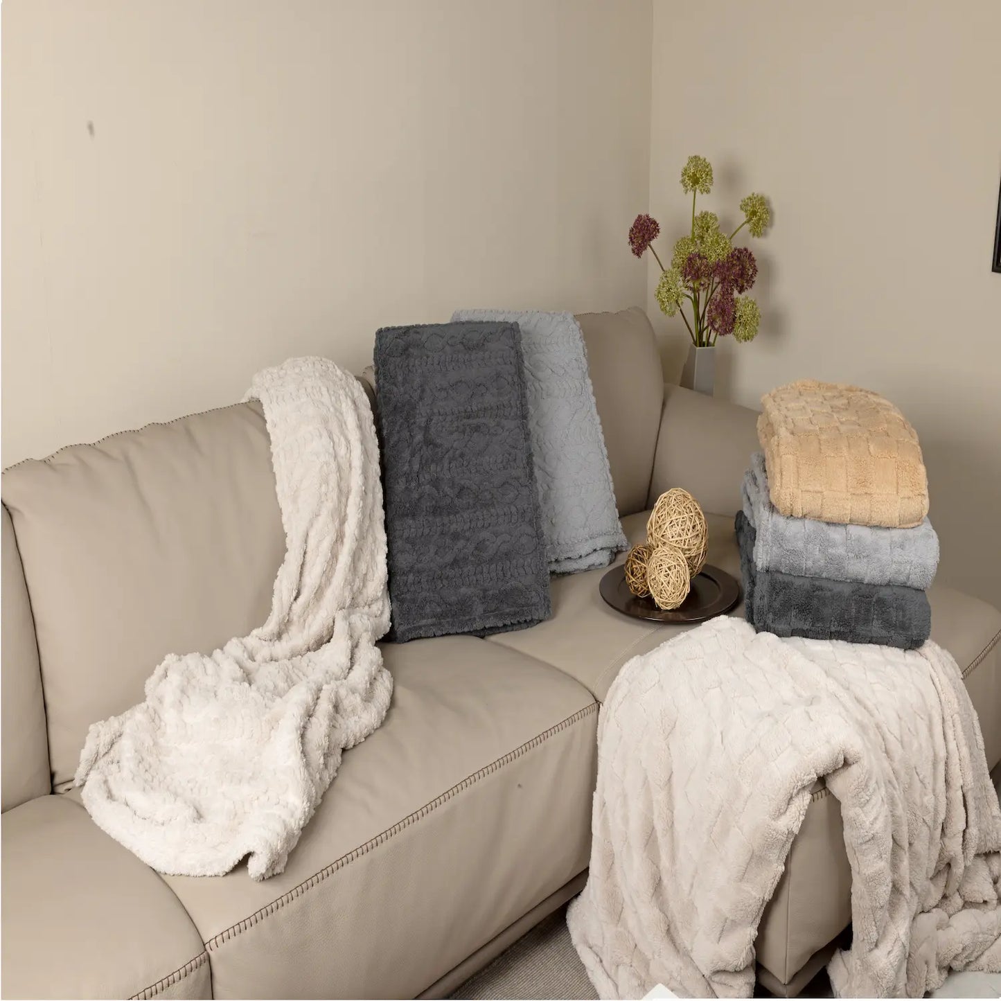 Rope-Wohndecke, Farbe grau