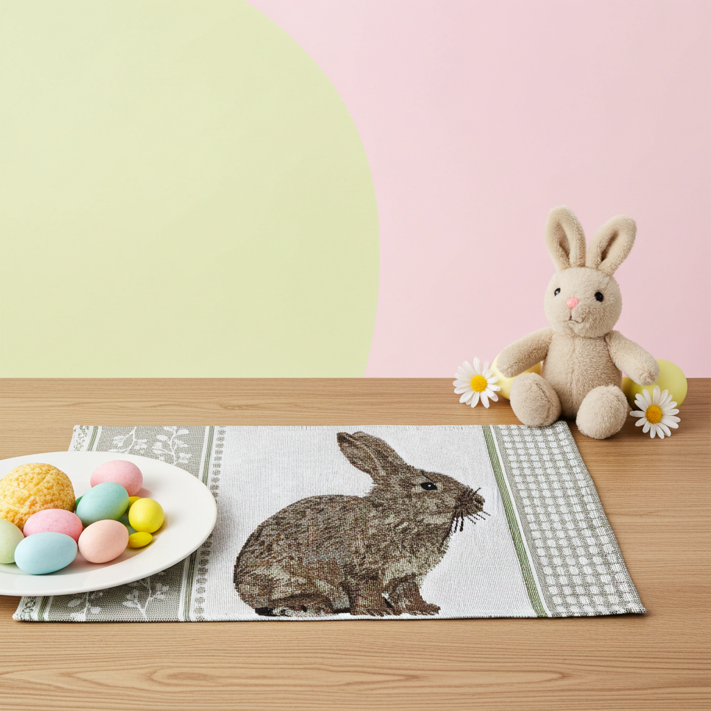 Gobelin Tischset brauner Hase -  Natural Bunny ca. 33x50 cm