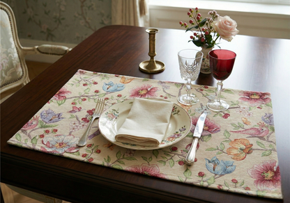 Gobelin Tischset mit Vogel im Blütenparadies - Spring Flower Bird 35x50 cm