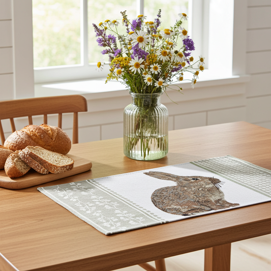 Gobelin Tischset brauner Hase -  Natural Bunny ca. 33x50 cm