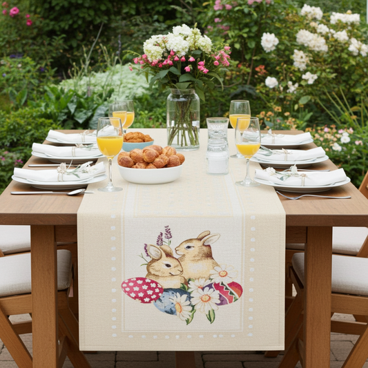 Gobelin Tischband Hasen-Freundschaft 45x140 cm