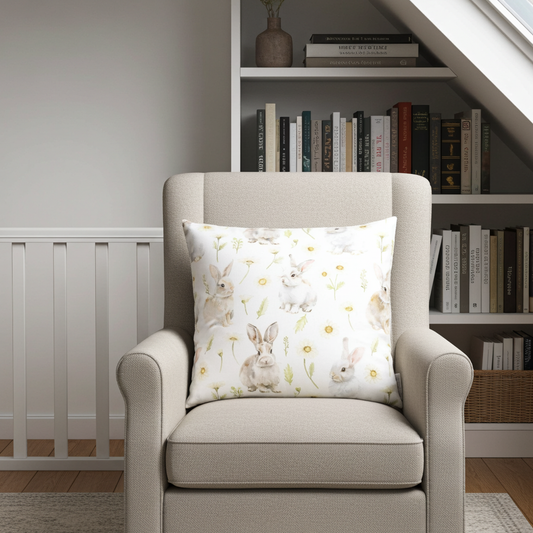 Kissenhülle mit Hasen im Blütenregen - Juma Rabbit 60x60 cm